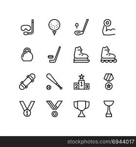 Sports and equipments icon set