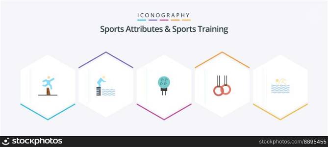 Sports Atributes And Sports Training 25 Flat icon pack including activity. gymnastics. pool. athletic. baseball