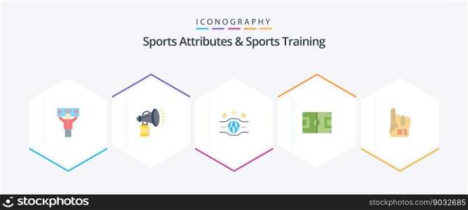 Sports Atributes And Sports Training 25 Flat icon pack including soccer. game. horn. football. sport