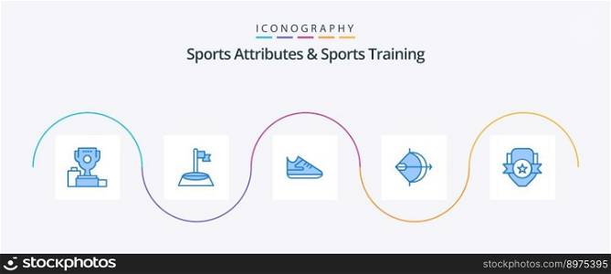 Sports Atributes And Sports Training Blue 5 Icon Pack Including badge. bow. sport. arrow. aim