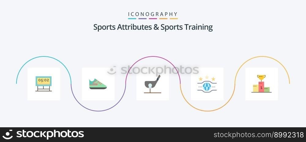 Sports Atributes And Sports Training Flat 5 Icon Pack Including ceremony. sport. ball. ch&ionship. belt