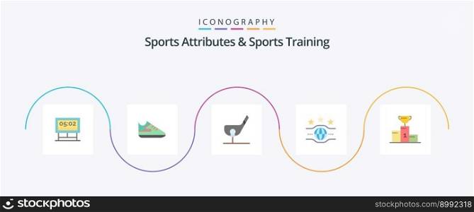 Sports Atributes And Sports Training Flat 5 Icon Pack Including ceremony. sport. ball. ch&ionship. belt