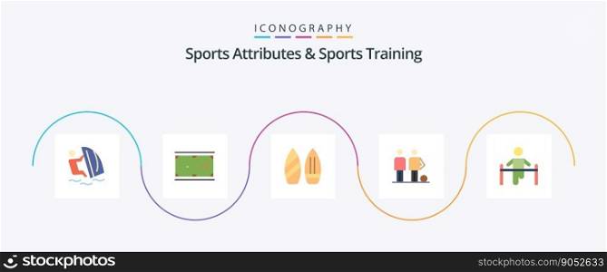 Sports Atributes And Sports Training Flat 5 Icon Pack Including friends. ball. pocket. amateur. sports