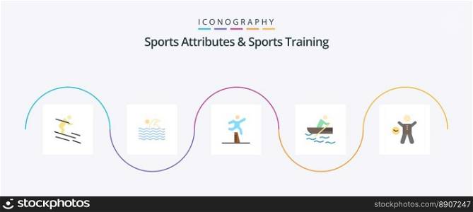 Sports Atributes And Sports Training Flat 5 Icon Pack Including water. rowing. water. boat. running