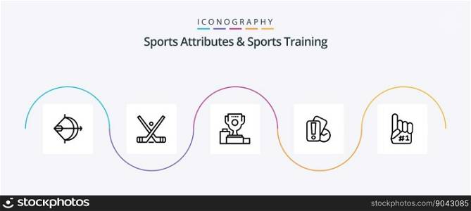 Sports Atributes And Sports Training Line 5 Icon Pack Including holding. card. stick. goblet. ch&ion