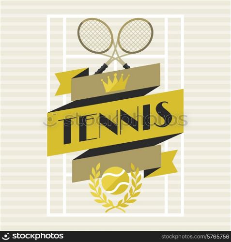 Sports background with tennis in flat design style.