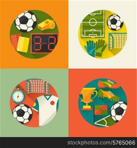 Sports backgrounds with soccer (football) flat icons.