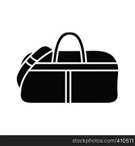 Sports bag glyph icon. Duffel handbag. Silhouette symbol. Negative space. Vector isolated illustration. Sports bag glyph icon