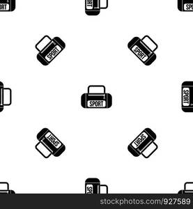 Sports bag pattern repeat seamless in black color for any design. Vector geometric illustration. Sports bag pattern seamless black