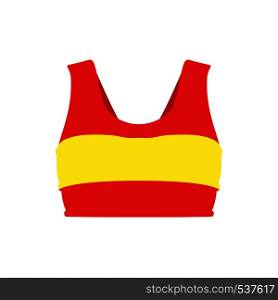 Sports bra red apparel clothing body illustration symbol vector icon. Dress woman swimsuit fitness yoga isolated white