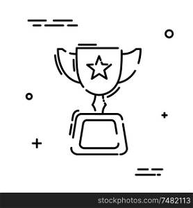 Sports cup winner, in a linear style. Linear icon. Isolated on white background. Vector illustration.