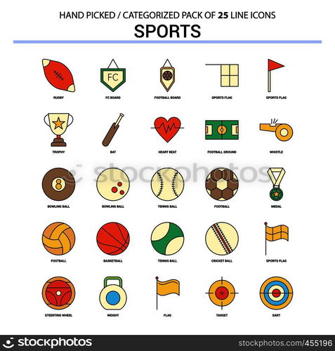 Sports Flat Line Icon Set - Business Concept Icons Design