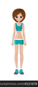 Sports girl in a training suit. Fitness trainer. Vector