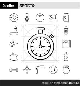 Sports Hand Drawn Icon for Web, Print and Mobile UX/UI Kit. Such as: Basketball, Basketball Ball, Ball, Game, Sports, Award, Medal, Pictogram Pack. - Vector