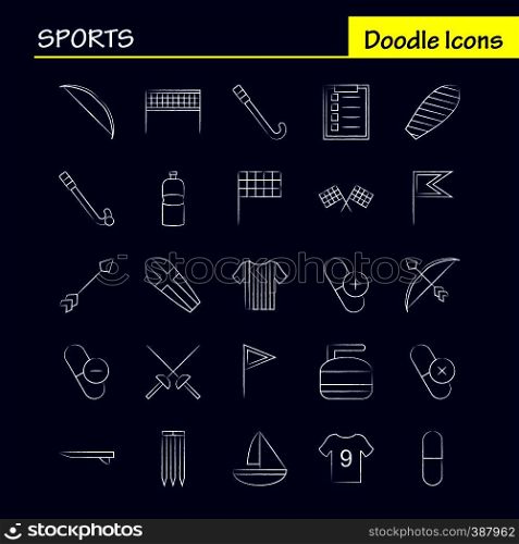 Sports Hand Drawn Icon for Web, Print and Mobile UX/UI Kit. Such as: Bottle, Energy, Green, Drink, Fencing, Sport, Sword, Energy, Pictogram Pack. - Vector