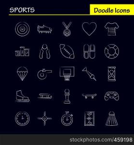 Sports Hand Drawn Icon for Web, Print and Mobile UX/UI Kit. Such as: Football, Football Shoes, Shoes, Sports, Sports Shoes, Heart, Pictogram Pack. - Vector
