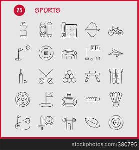 Sports Hand Drawn Icon Pack For Designers And Developers. Icons Of Mat, Sport, Sports, Yoga, Billiards, Pool, Snooker, Sport, Vector