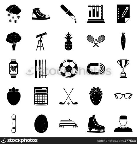Sports health icons set. Simple set of 25 sports health vector icons for web isolated on white background. Sports health icons set, simple style