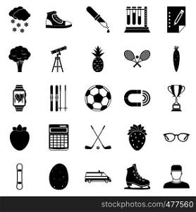 Sports health icons set. Simple set of 25 sports health vector icons for web isolated on white background. Sports health icons set, simple style
