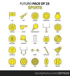 Sports Icon Set. Yellow Futuro Latest Design icon Pack
