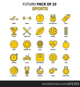 Sports Icon Set. Yellow Futuro Latest Design icon Pack