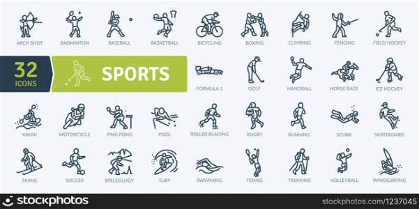 Sports Icons Set. Thin line icons set. Outline icons collection. Simple vector icons