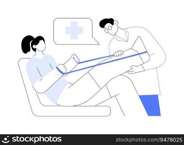 Sports injury management abstract concept vector illustration. Physician deals with athlete rehabilitation, physical medicine, sports injury treatment, recovery process abstract metaphor.. Sports injury management abstract concept vector illustration.