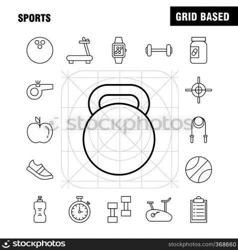Sports Line Icon for Web, Print and Mobile UX/UI Kit. Such as  Basketball, Basketball Ball, Ball, Game, Sports, Award, Medal, Pictogram Pack. - Vector
