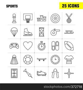Sports Line Icon for Web, Print and Mobile UX/UI Kit. Such as  Football, Football Shoes, Shoes, Sports, Sports Shoes, Heart, Pictogram Pack. - Vector