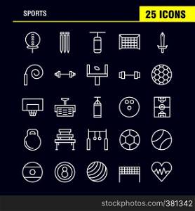 Sports Line Icon Pack For Designers And Developers. Icons Of Ball, Golf, Tee, Sports, Cricket, Stumps, Wicket, Sports, Vector