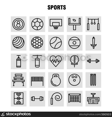 Sports Line Icon Pack For Designers And Developers. Icons Of Ball, Golf, Tee, Sports, Cricket, Stumps, Wicket, Sports, Vector