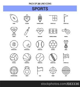 Sports Line Icon Set - 25 Dashed Outline Style