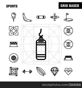 Sports Line Icons Set For Infographics, Mobile UX/UI Kit And Print Design. Include: Wheel, Car, Vehicle, Travel, Flag, Sports Flag, Flags, Eps 10 - Vector