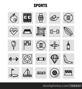 Sports Line Icons Set For Infographics, Mobile UX/UI Kit And Print Design. Include: Wheel, Car, Vehicle, Travel, Flag, Sports Flag, Flags, Eps 10 - Vector