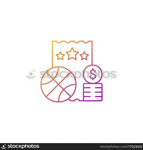 Sports lottery gradient linear vector icon. Making stakes on sporting event outcome. Bet on basketball. Sports betting. Thin line color symbols. Modern style pictogram. Vector isolated outline drawing. Sports lottery gradient linear vector icon