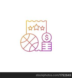 Sports lottery gradient linear vector icon. Making stakes on sporting event outcome. Bet on basketball. Sports betting. Thin line color symbols. Modern style pictogram. Vector isolated outline drawing. Sports lottery gradient linear vector icon