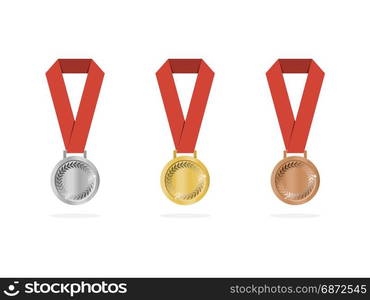 Sports medals with shade on white background