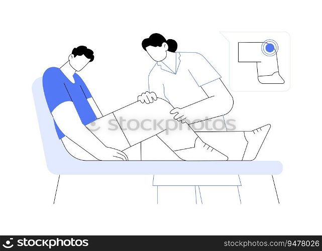Sports medicine physician abstract concept vector illustration. Traumatologist treating athlete with bruise, physical medicine and rehabilitation, sport injury treatment abstract metaphor.. Sports medicine physician abstract concept vector illustration.