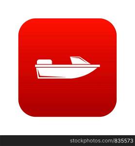 Sports powerboat icon digital red for any design isolated on white vector illustration. Sports powerboat icon digital red