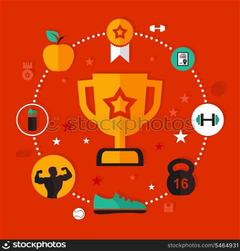 Sports round a cup. A vector illustration