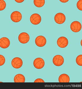 Sports seamless pattern with basketball icons in flat style.