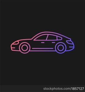 Sports sedan gradient vector icon for dark theme. Luxury passenger vehicle. Four-door sports automobile. Stylish car. Thin line color symbol. Modern style pictogram. Vector isolated outline drawing. Sports sedan gradient vector icon for dark theme
