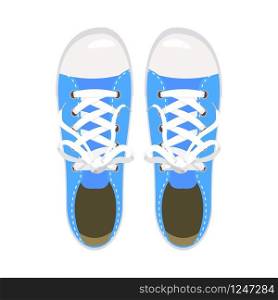 Sports shoes, gym shoes, keds blue colors. Sports shoes, gym shoes, keds, blue colors, for sports and in daily life, fashion, vector, illustration, isolated