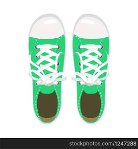 Sports shoes, gym shoes, keds green colors. Sports shoes, gym shoes, keds, green colors, for sports and in daily life, fashion, vector, illustration, isolated
