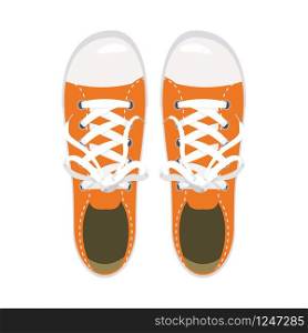Sports shoes, gym shoes, keds orange colors. Sports shoes, gym shoes, keds, orange colors, for sports and in daily life, fashion, vector, illustration, isolated