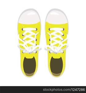 Sports shoes, gym shoes, keds yellow colors. Sports shoes, gym shoes, keds, yellow colors, for sports and in daily life, fashion, vector, illustration, isolated