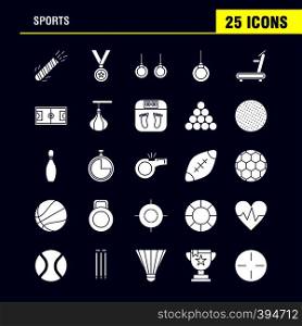 Sports Solid Glyph Icons Set For Infographics, Mobile UX/UI Kit And Print Design. Include: Weight Lifting, Weight, Sports, Games, Baseball, Bat, Sports, Eps 10 - Vector