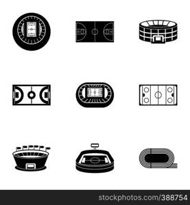 Sports stadium icons set. Simple illustration of 9 sports stadium vector icons for web. Sports stadium icons set, simple style