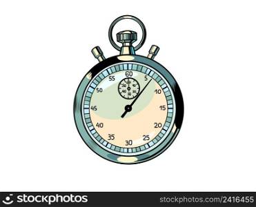 sports stopwatch, speed meter. Time clock arrows are an accurate instrument. Run on a white background. Pop art retro vector illustration comic caricature 50s 60s style vintage kitsch. sports stopwatch, speed meter. Time clock arrows are an accurate instrument. Run on a white background