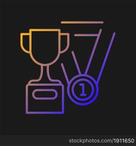 Sports talent gradient vector icon for dark theme. Athletic aptitude. Talented sportsman. Healthy lifestyle. Thin line color symbol. Modern style pictogram. Vector isolated outline drawing. Sports talent gradient vector icon for dark theme